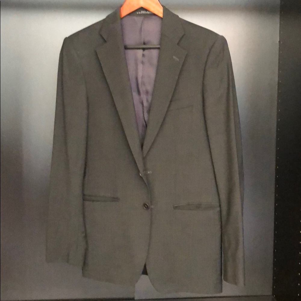 Zara Textured Black Suit Blazer